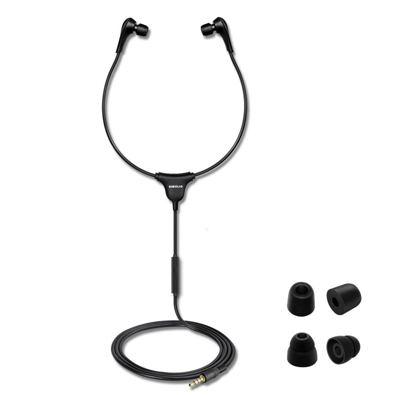 SIMOLIO Stereo Headset with Mic, Light Weight Stethoscope Transcription Headset with Volume Control and Soft Memory Foam Ear-Tips, 4.9FT Audio Cord, 3.5mm Plug Wired PC Headphones, SM-901M - Image 1